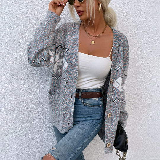 Damen Strickjacke mit klassischem Muster Shopnory