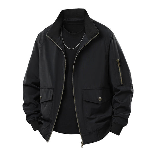 Herren Wind- und Wasserabweisende Urban-Bomberjacke mit Stehkragen und Mehrfach-Taschen Shop Nory