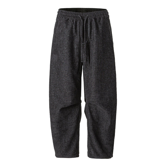 Damen Locker geschnittene Cropped-Hose mit hohem elastischem Bund und Kordelzug aus strukturierter Leinenmischung Shop Nory