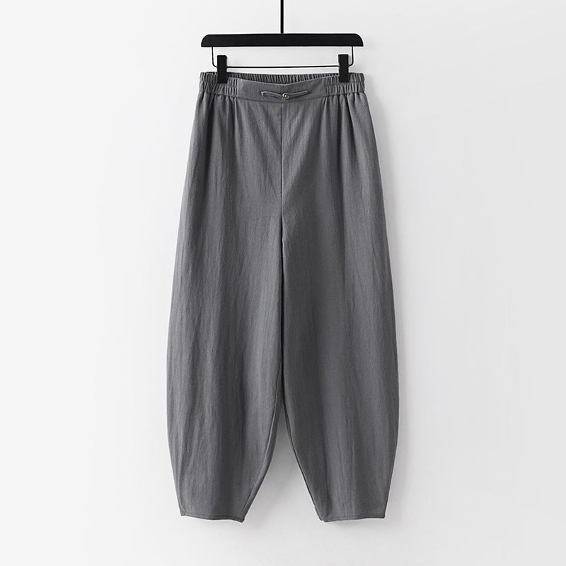Damen Leichte Leinen-Haremshose mit elastischem Bund und schmal zulaufenden Knöcheln Shop Nory