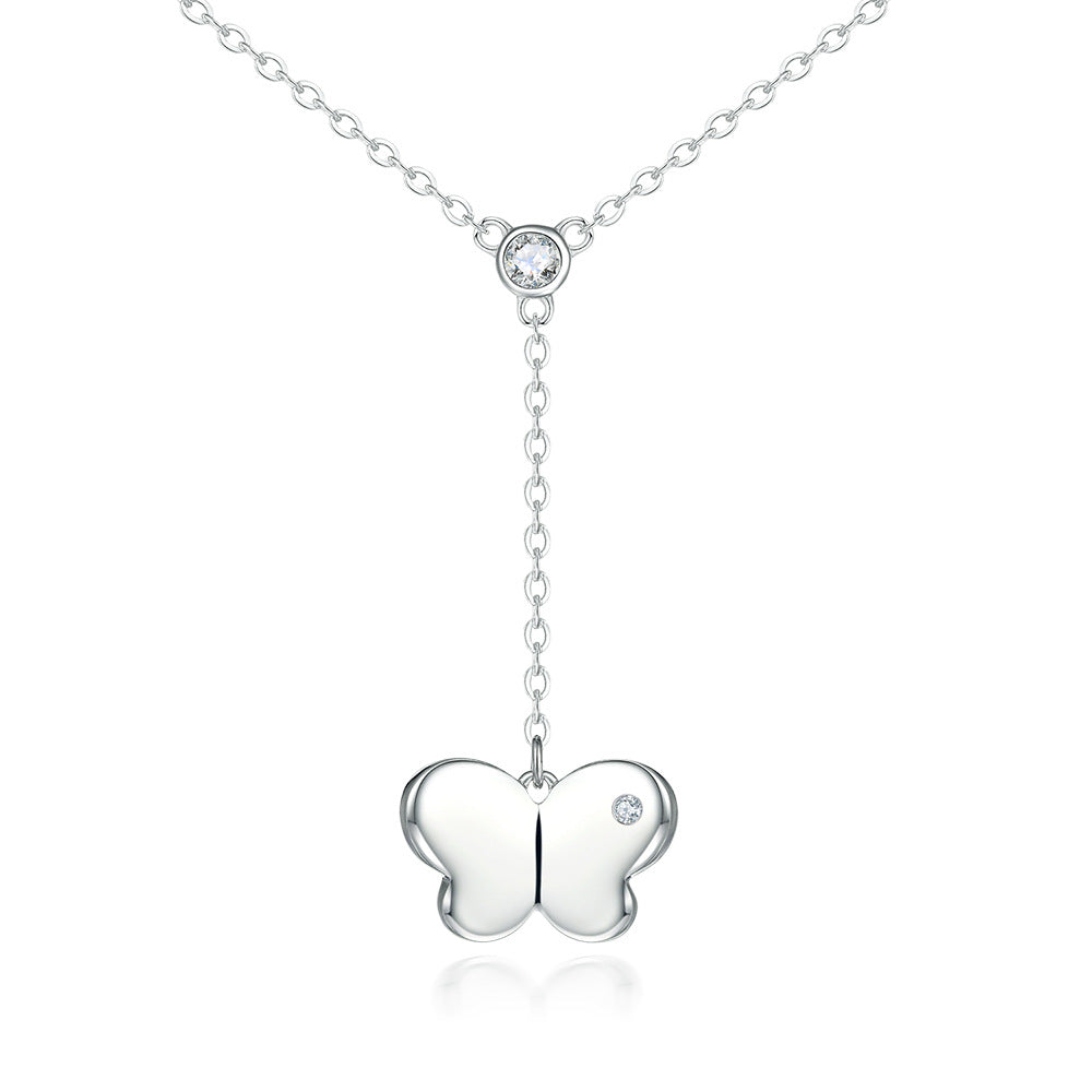 Damen Halskette mit Schmetterlingsdesign und funkelnden Kristallen Shop Nory