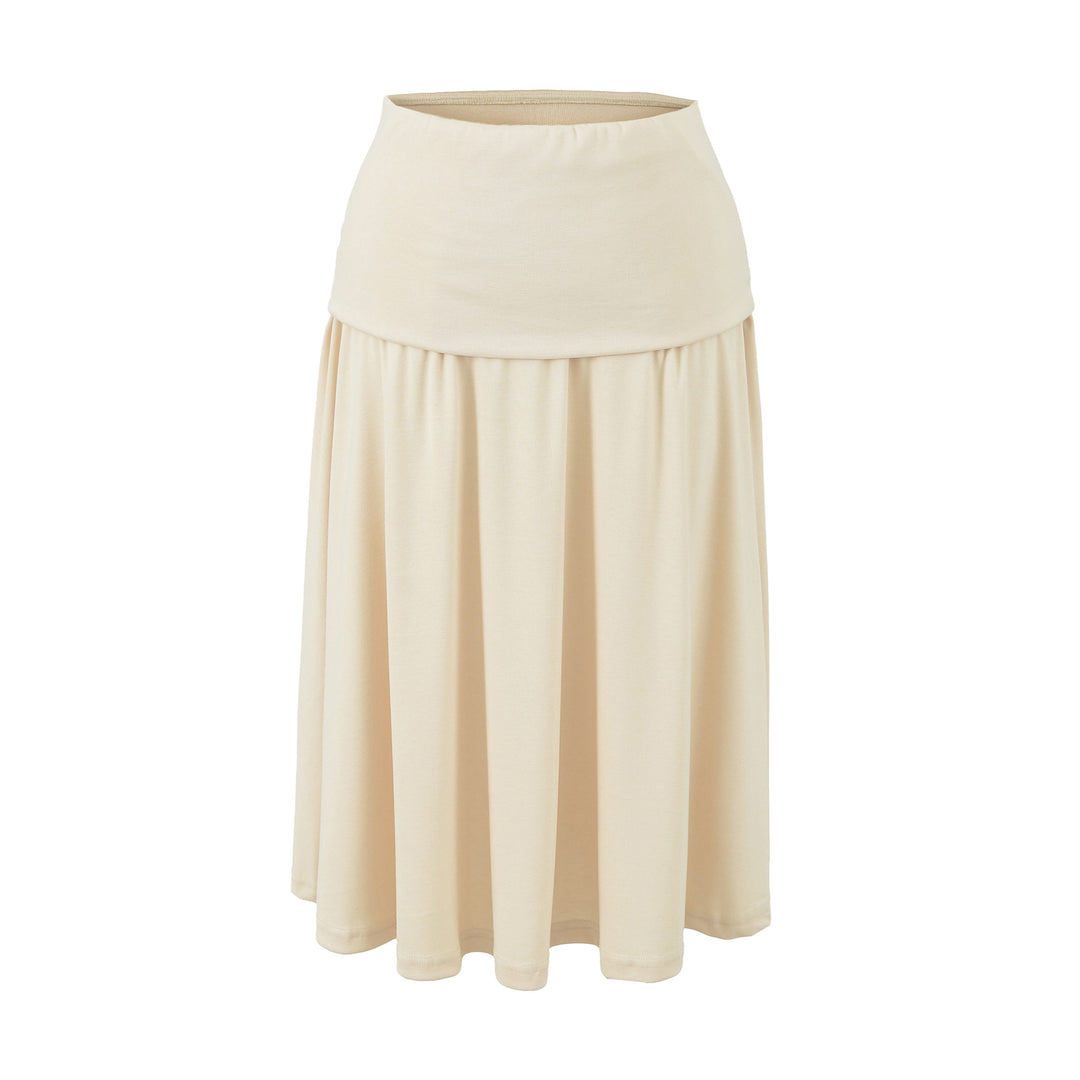 Damen Langer Jersey-Maxirock mit breitem Umschlagbund und weich fallenden Falten Shop Nory