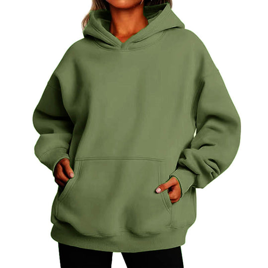 Damen nan Oversize-Kapuzenpullover mit Raglanärmeln, Kängurutasche und weichem Fleece-Innenfutter Shop Nory