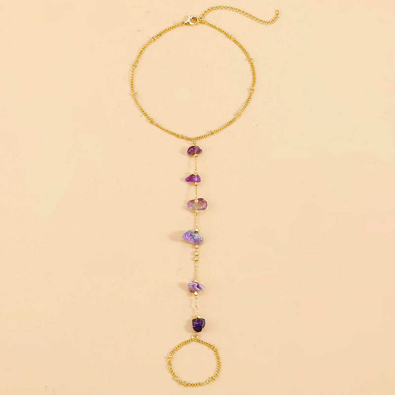 Damen Halskette mit feinen Amethyststeinen und elegantem Gliederdesign Shop Nory