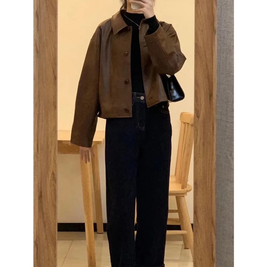 Damen Kurzjacke im Boxy-Schnitt mit Hemdkragen und Knopfleiste Shop Nory