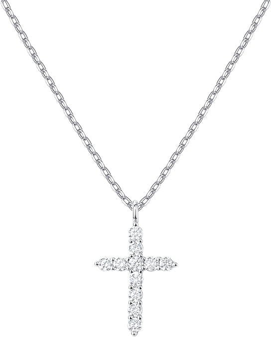 Damen Halskette mit funkelndem Kreuzanhänger und zarter Gliederverarbeitung Shop Nory