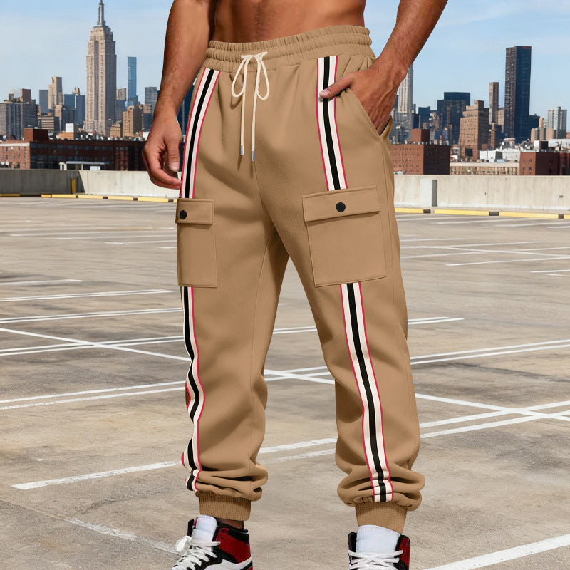 Herren Cargo-Jogginghose mit markanten Seitenstreifen, Tunnelzug & Klappentaschen Shop Nory