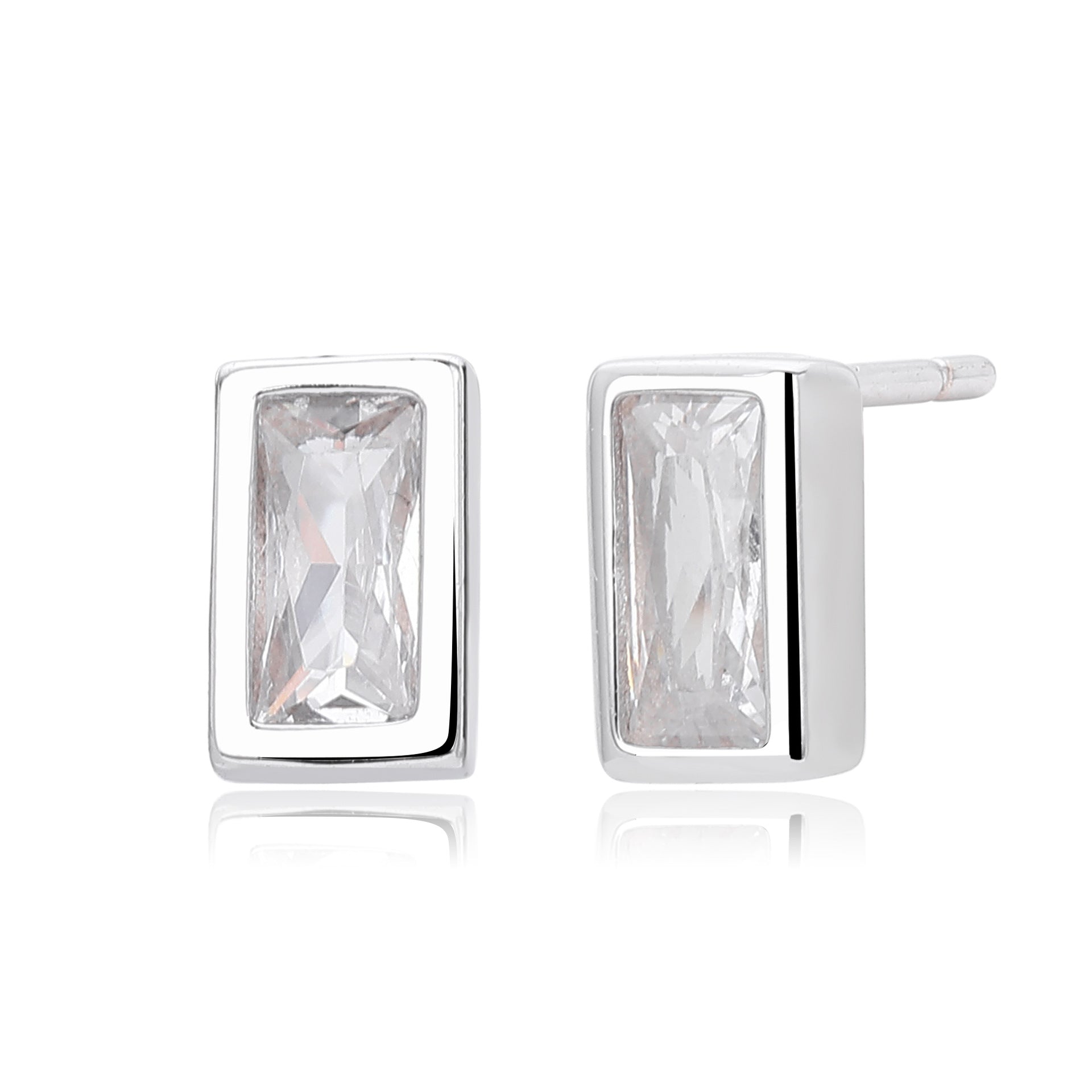 Damen Ohrstecker aus 925 Sterlingsilber mit luxuriösem, rechteckigem Zirkonbesatz Shop Nory