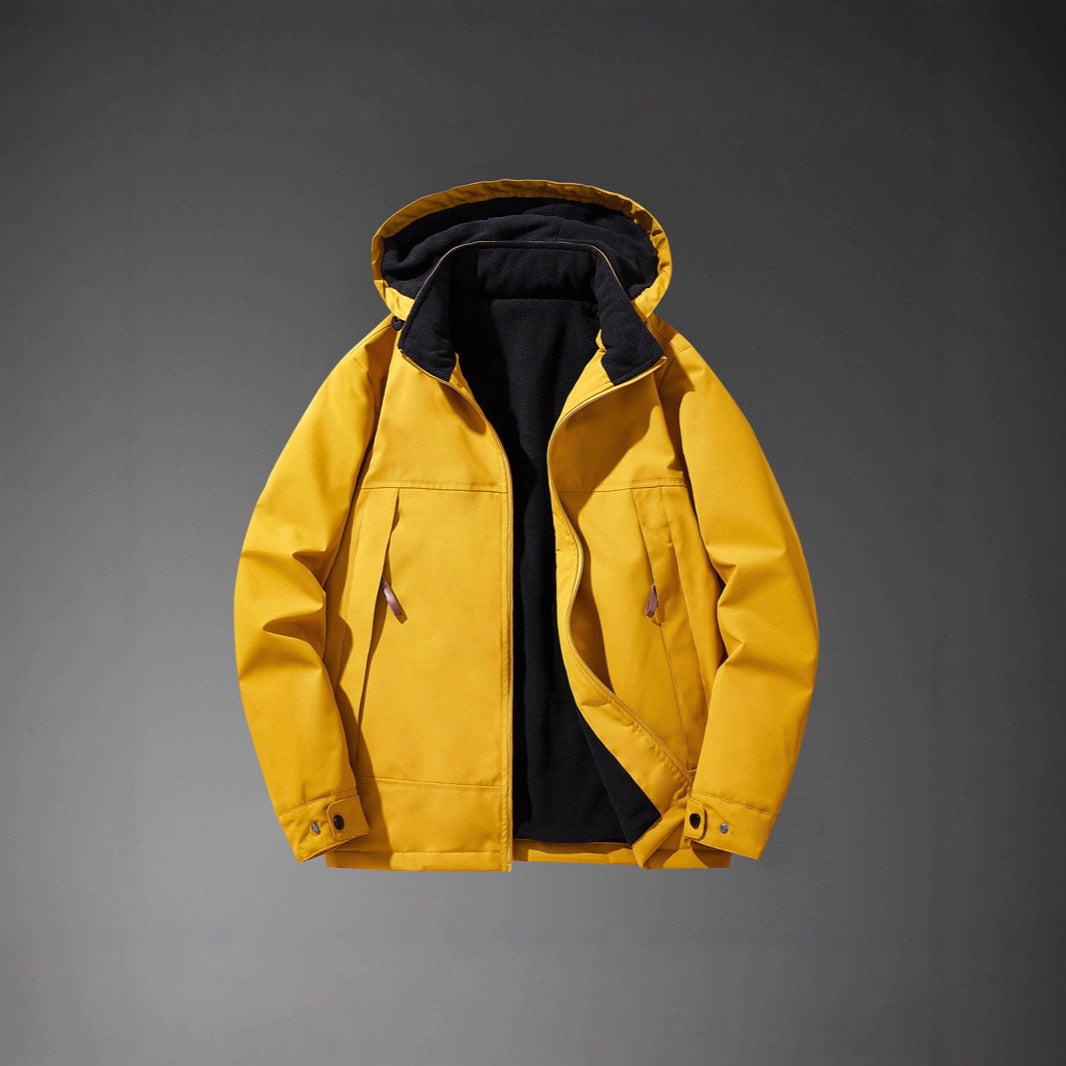 Herren Wasserabweisende Multitaschen-Jacke mit Kapuze und Fleece-Innenfutter Shop Nory
