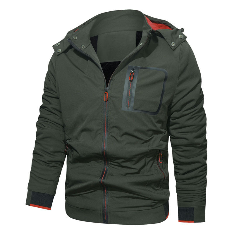Herren Softshell-Hoodiejacke mit wasserdichten Reißverschlusstaschen und fleecegefüttertem Kragen Shop Nory