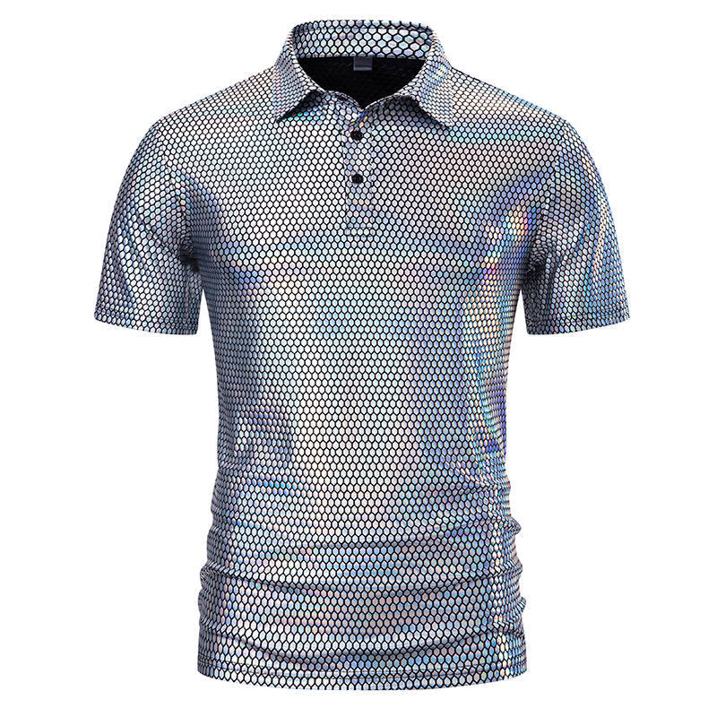 Herren Poloshirt mit glänzendem Honigwaben-Muster