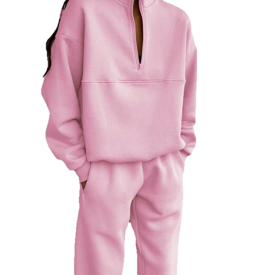Damen nan Oversize Half-Zip Sweatshirt mit Stehkragen und weicher Jogginghose Shop Nory