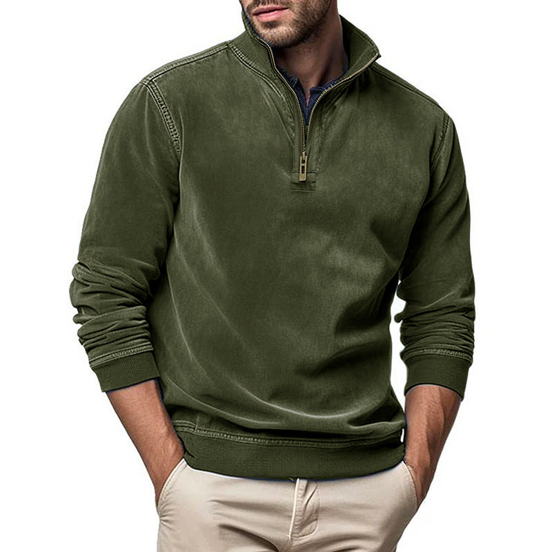 Herren Halbzip Sweatshirt mit Stehkragen und Rippbündchen Shop Nory
