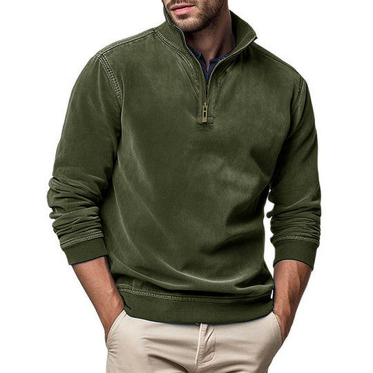 Herren Halbzip Sweatshirt mit Stehkragen und Rippbündchen Shop Nory