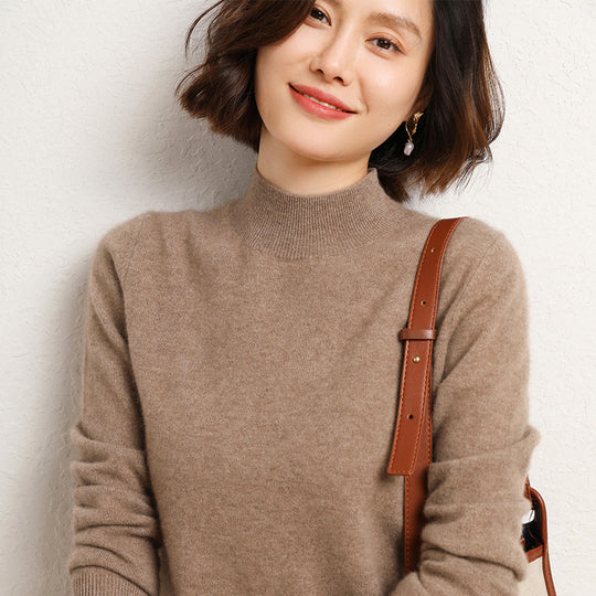 Damen Luxuriöser Kaschmir-Feinstrickpullover mit Stehkragen Shop Nory