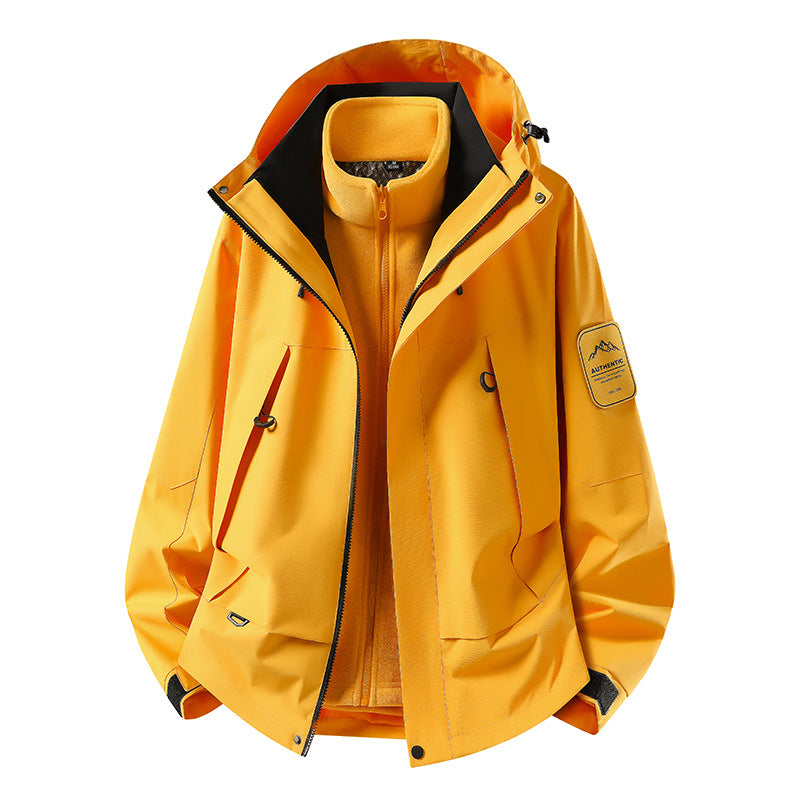 Unisex wasserfeste zweilagige Softshell-Regenjacke mit herausnehmbarem Fleecefutter und Kapuze Shop Nory