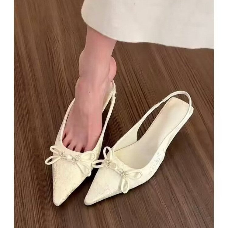 Damen Elegante Sling-Pumps mit romantischem Schleifendetail Shopnory