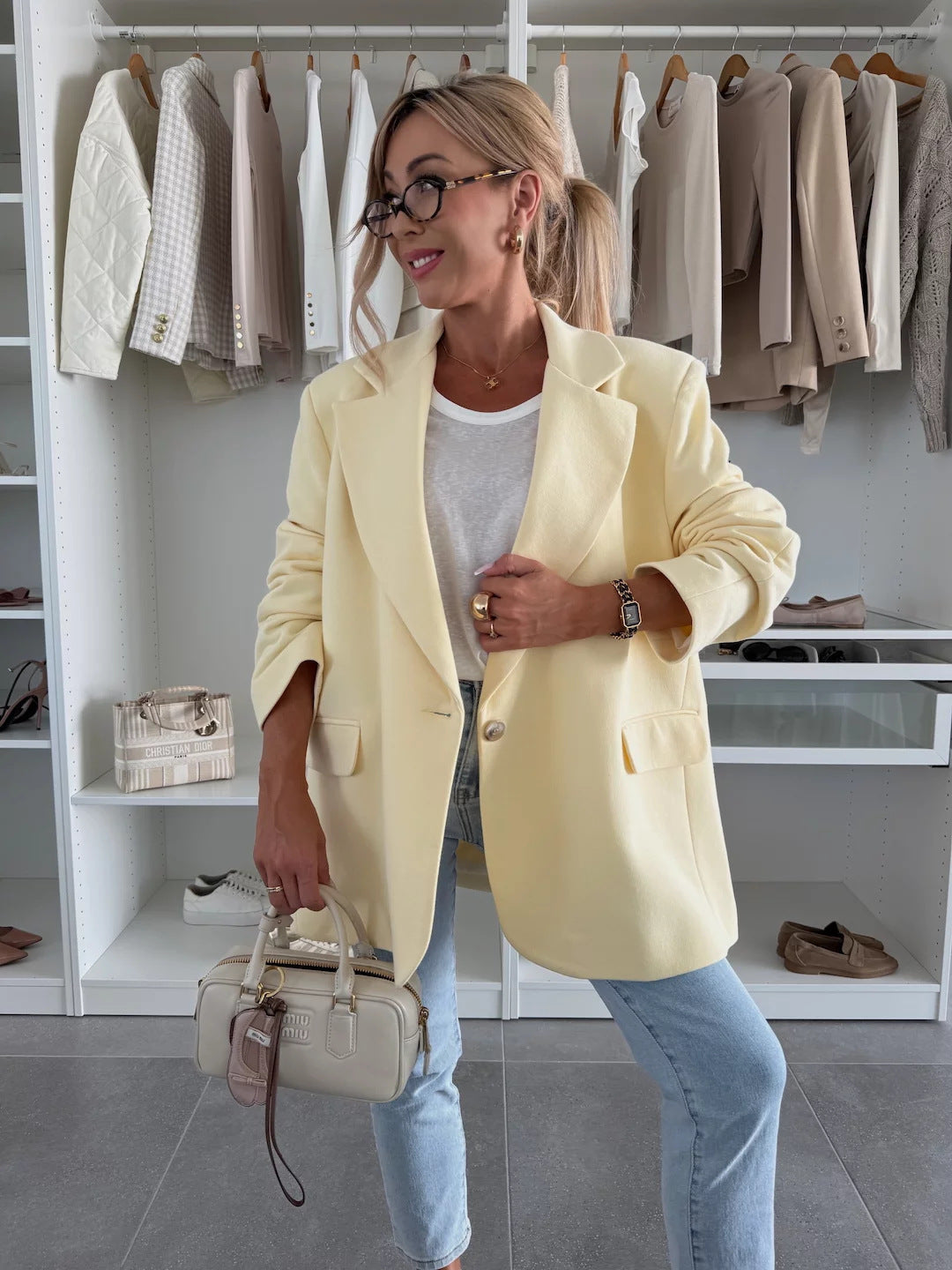 Damen oversized Blazerjacke mit modernem Schnitt und nachhaltigen Materialien