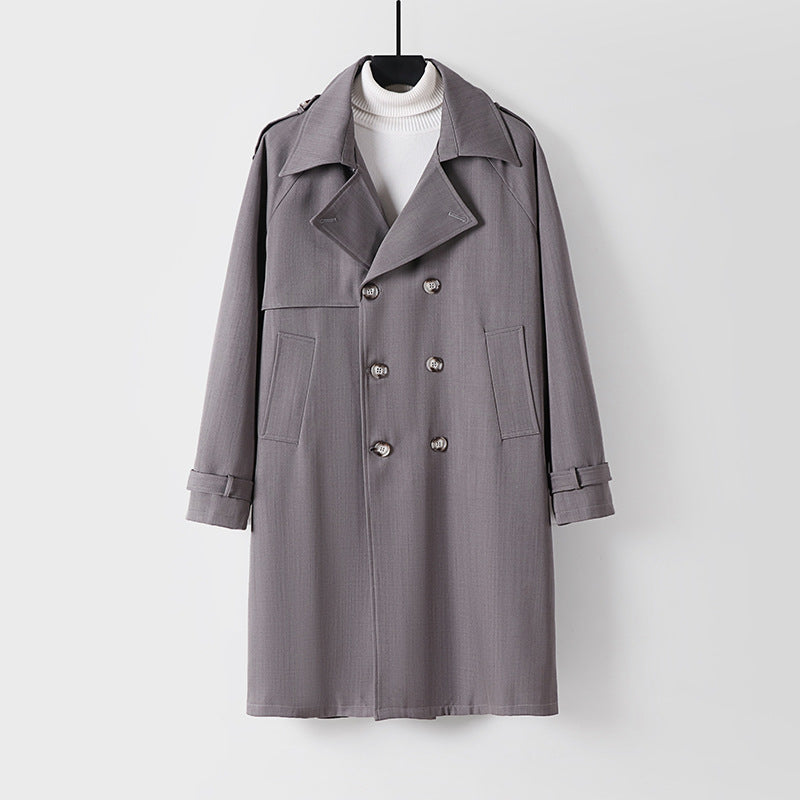 Herren Midilanger Oversize-Trenchcoat mit doppelter Knopfreihe und Schulterklappen Shop Nory