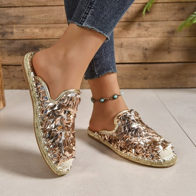 Damen Glitzernde Espadrilles mit bequemer Einlegesohle