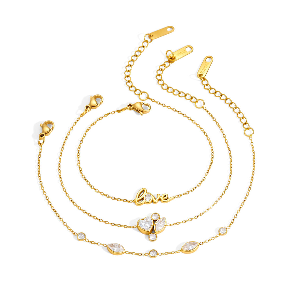 Damen Armband mit eleganter "Love"-Prägung aus hypoallergenem Edelstahl Shop Nory