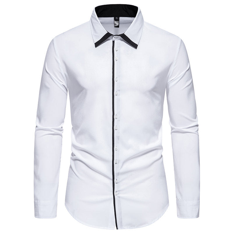 Herren Tailliertes Business‑Hemd mit Kontrastpaspel und Kentkragen Shop Nory