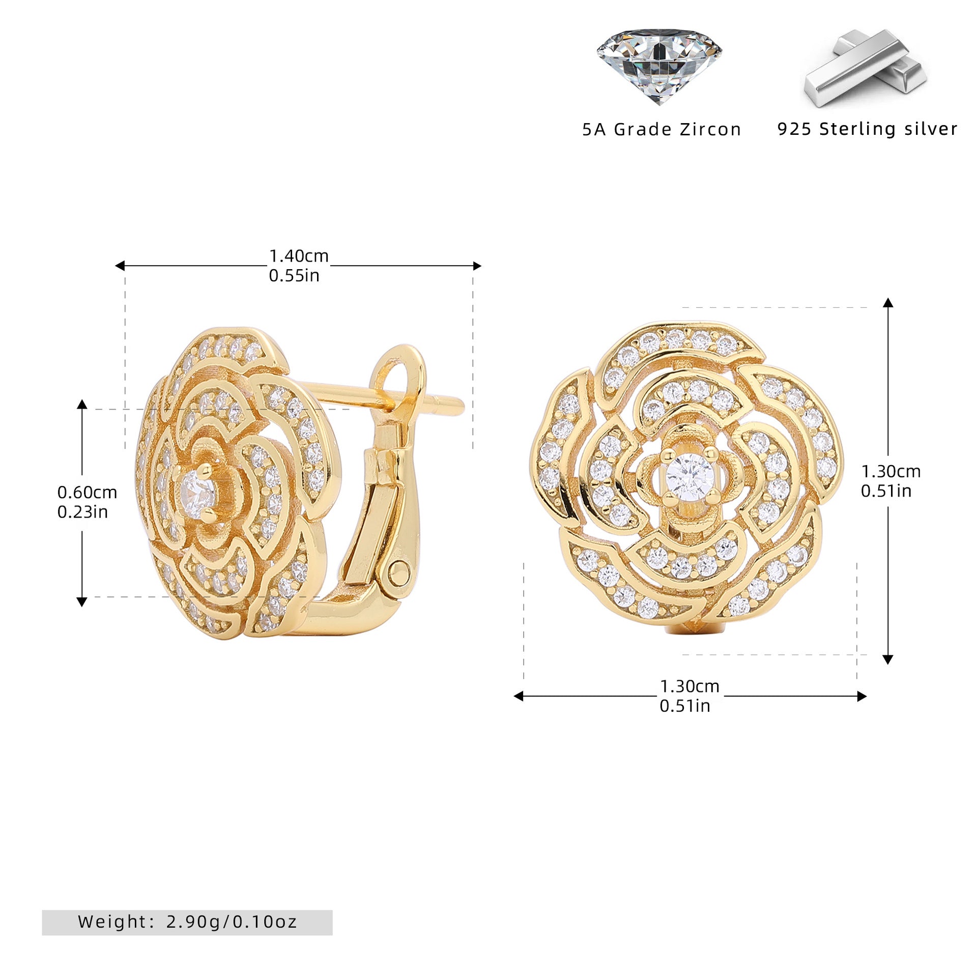 Damen Ohrhänger im floralen Design aus 925 Sterling Silber Shop Nory