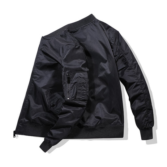 Herren Nylon-Bomberjacke im Aviator-Stil mit Ärmeltasche und gerippten Bündchen Shop Nory