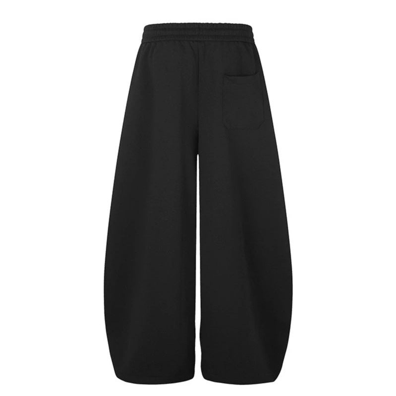 Damen Weite Midilounge‑Sweathose im Palazzo‑Cut mit Tunnelzug, Zip‑Saum und Statement‑Print Shop Nory