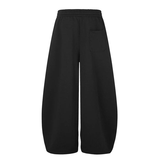 Damen Weite Midilounge‑Sweathose im Palazzo‑Cut mit Tunnelzug, Zip‑Saum und Statement‑Print Shop Nory