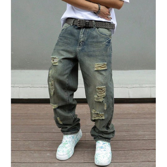 Herren Lässige Ripped Baggy-Jeans Shop Nory