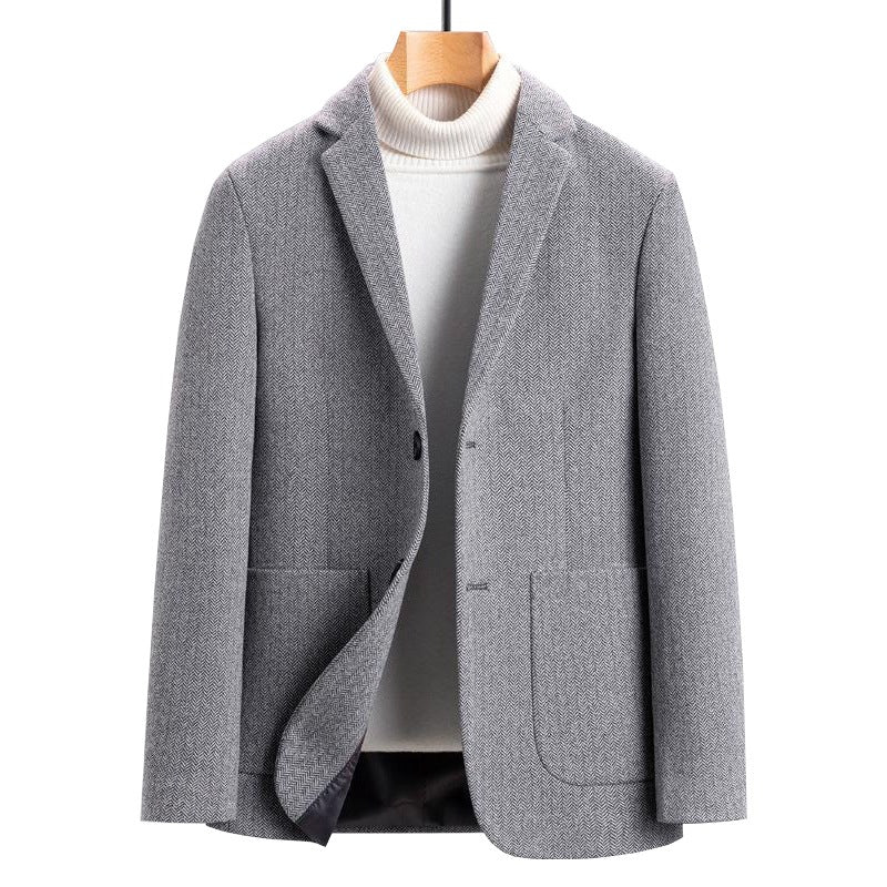 Herren Sakko aus Wollmischung mit Fischgrätmuster und aufgesetzten Taschen Shop Nory