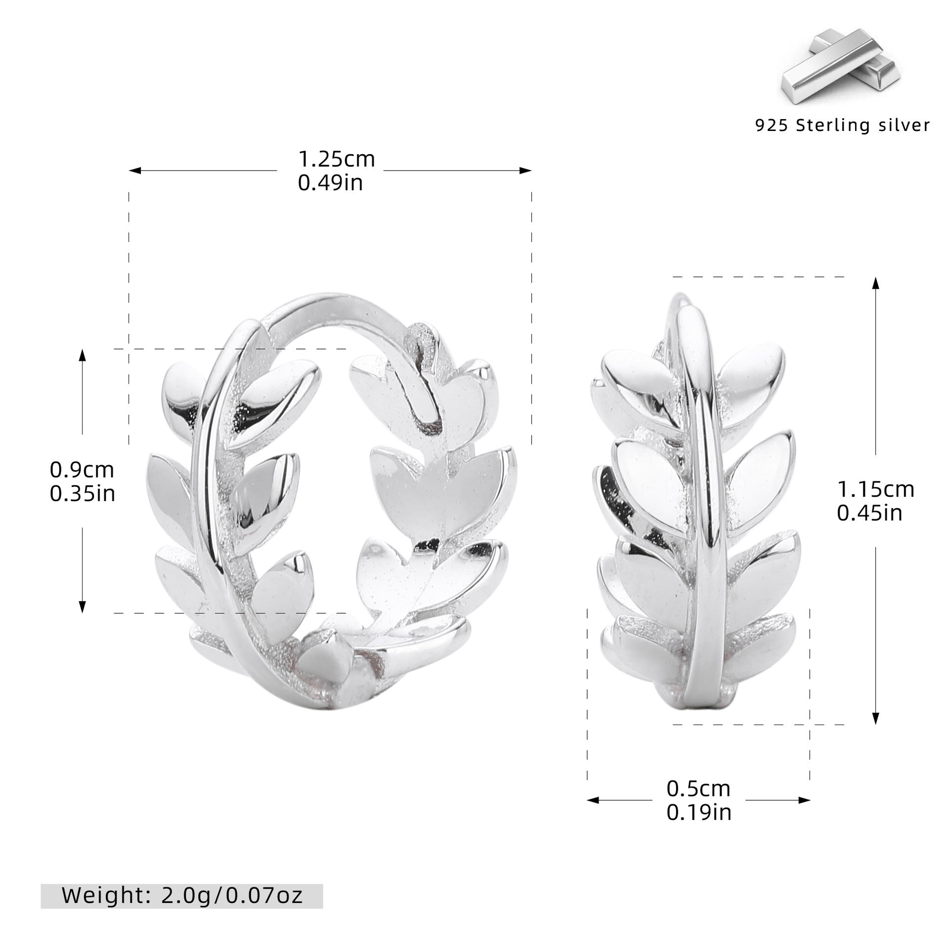 Damen Ohrringe im eleganten Blattdesign aus hochwertigem 925 Sterling Silber Shop Nory