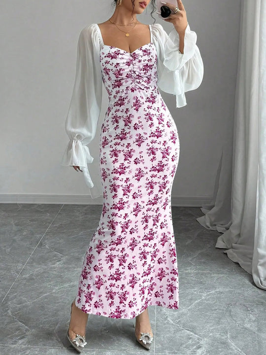 Damen Figurbetontes Maxikleid mit herzförmigem Ausschnitt und geraffter Brust Shop Nory