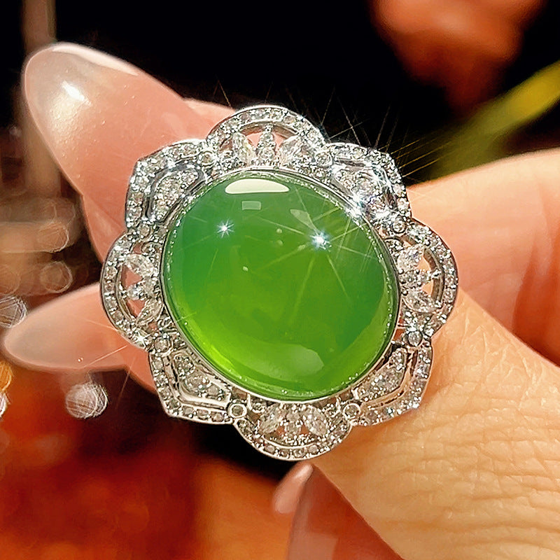 Jadeite oval halo Anhänger necklace mit Sterling Silber Kette