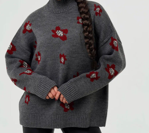 Damen Modischer Pullover mit floralen Mustern