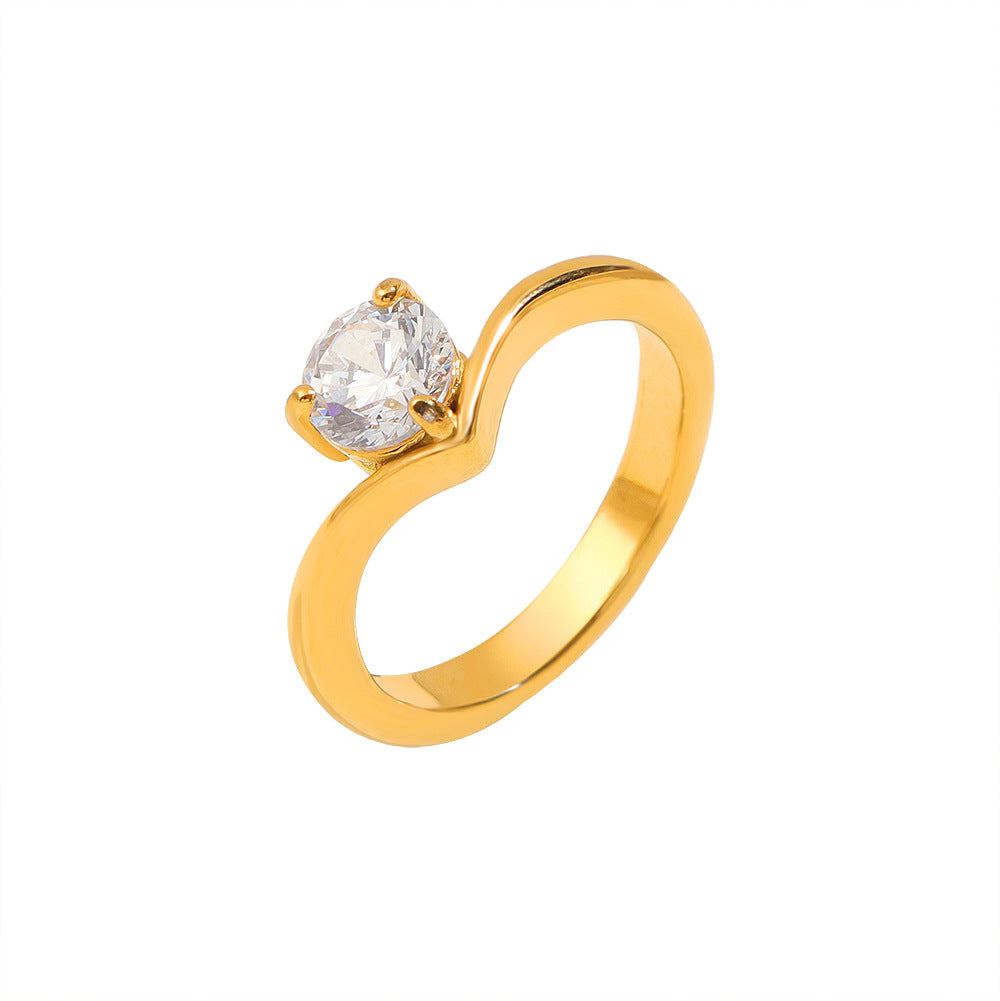 Damen Ring mit elegantem Wellenmuster und funkelndem Zirkonia Shop Nory