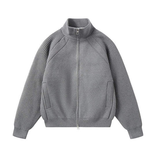Unisex Strick-Zipjacke mit Stehkragen und gerippten Ärmeln Shop Nory
