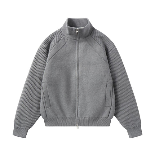 Unisex Strick-Zipjacke mit Stehkragen und gerippten Ärmeln Shop Nory