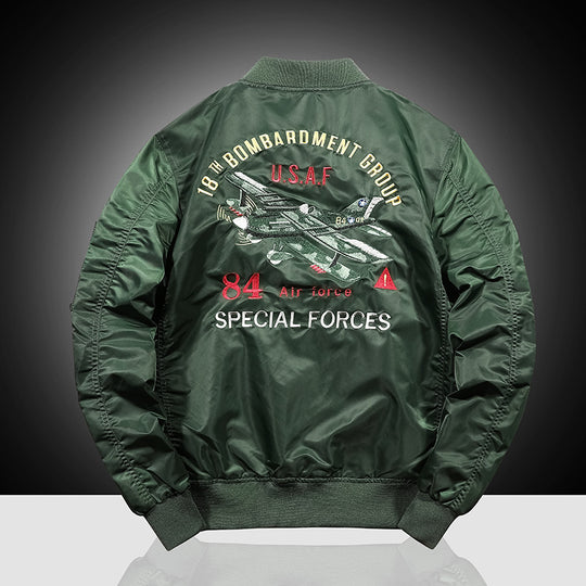 Herren Pilotenblouson im Bomberstil mit Marken-Patches, Ärmeltasche und windabweisender Außenhülle Shop Nory