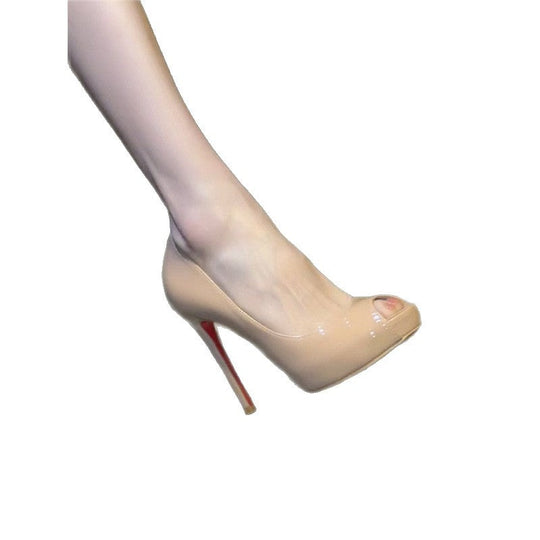 Damen offene Peep-Toe Pumps mit hohem Stilettoabsatz