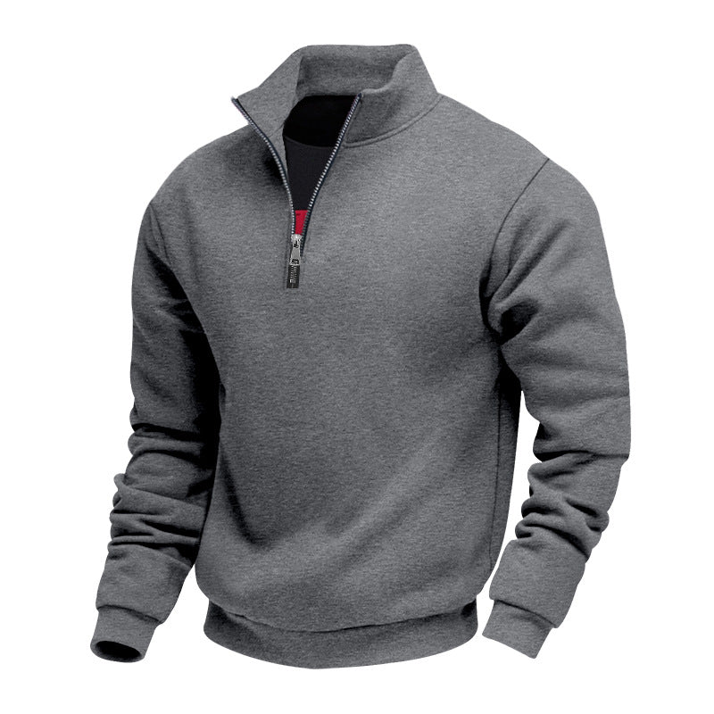 Herren sportlicher Sweatshirt mit modernem Stehkragen und Reißverschluss