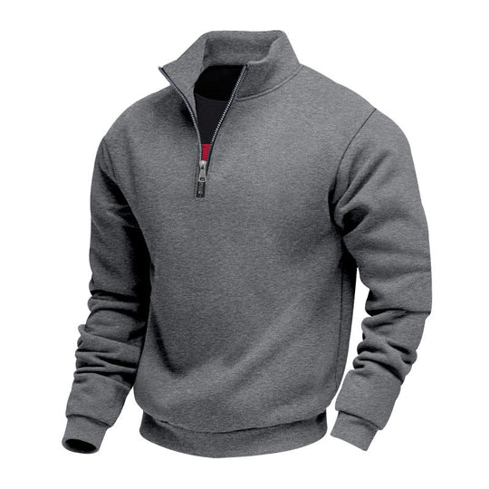 Herren sportlicher Sweatshirt mit modernem Stehkragen und Reißverschluss