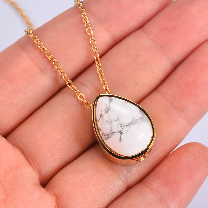 Damen goldene Halskette mit Tropfenanhänger aus hochwertigem Stein Shop Nory