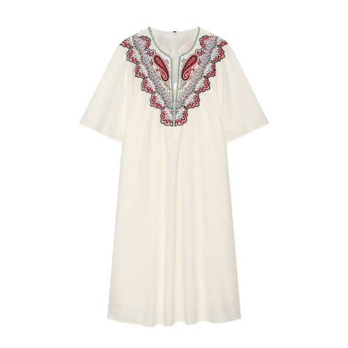 Damen Besticktes Kaftankleid mit V-Ausschnitt und weiten Fledermausärmeln Shop Nory