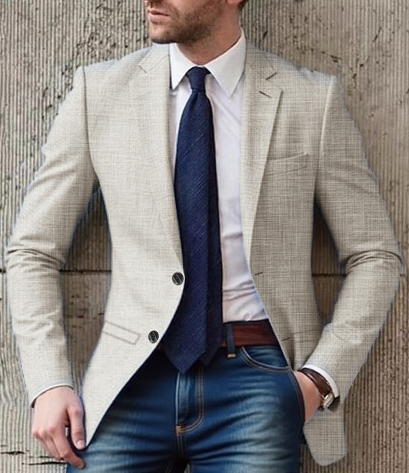 Herren eleganter und strukturierter Blazer mit modischen Details