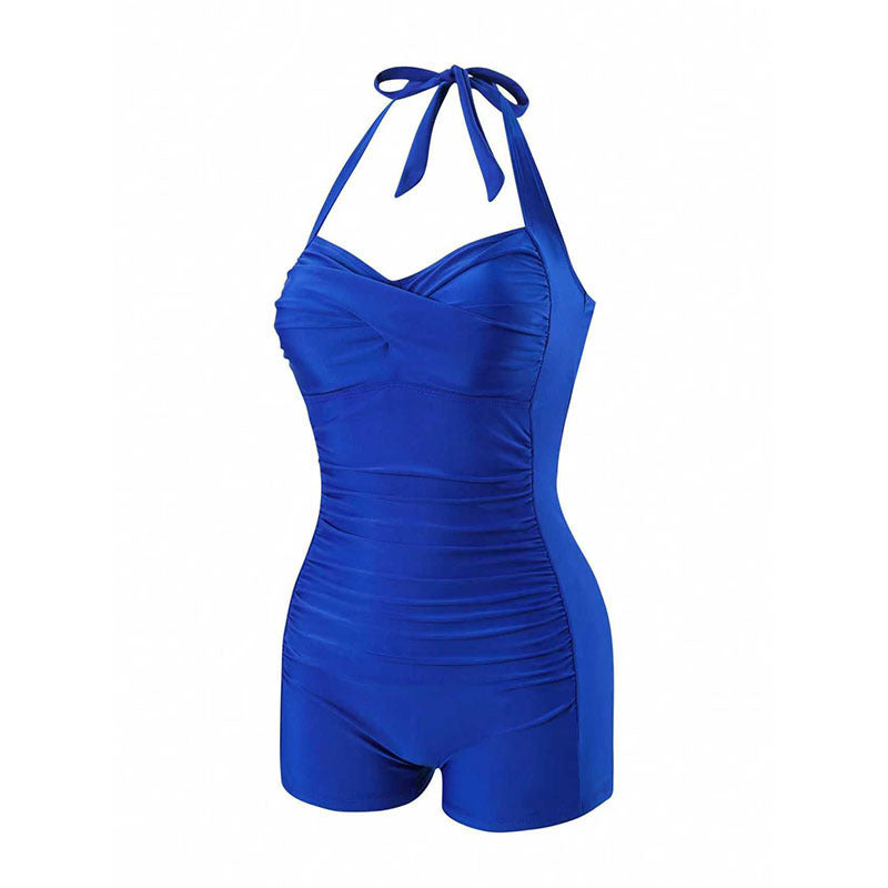 Damen Einteiler Badeanzug mit modischem Wickeldesign Shopnory