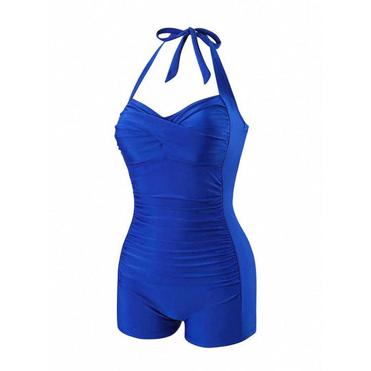 Damen Einteiler Badeanzug mit modischem Wickeldesign Shopnory