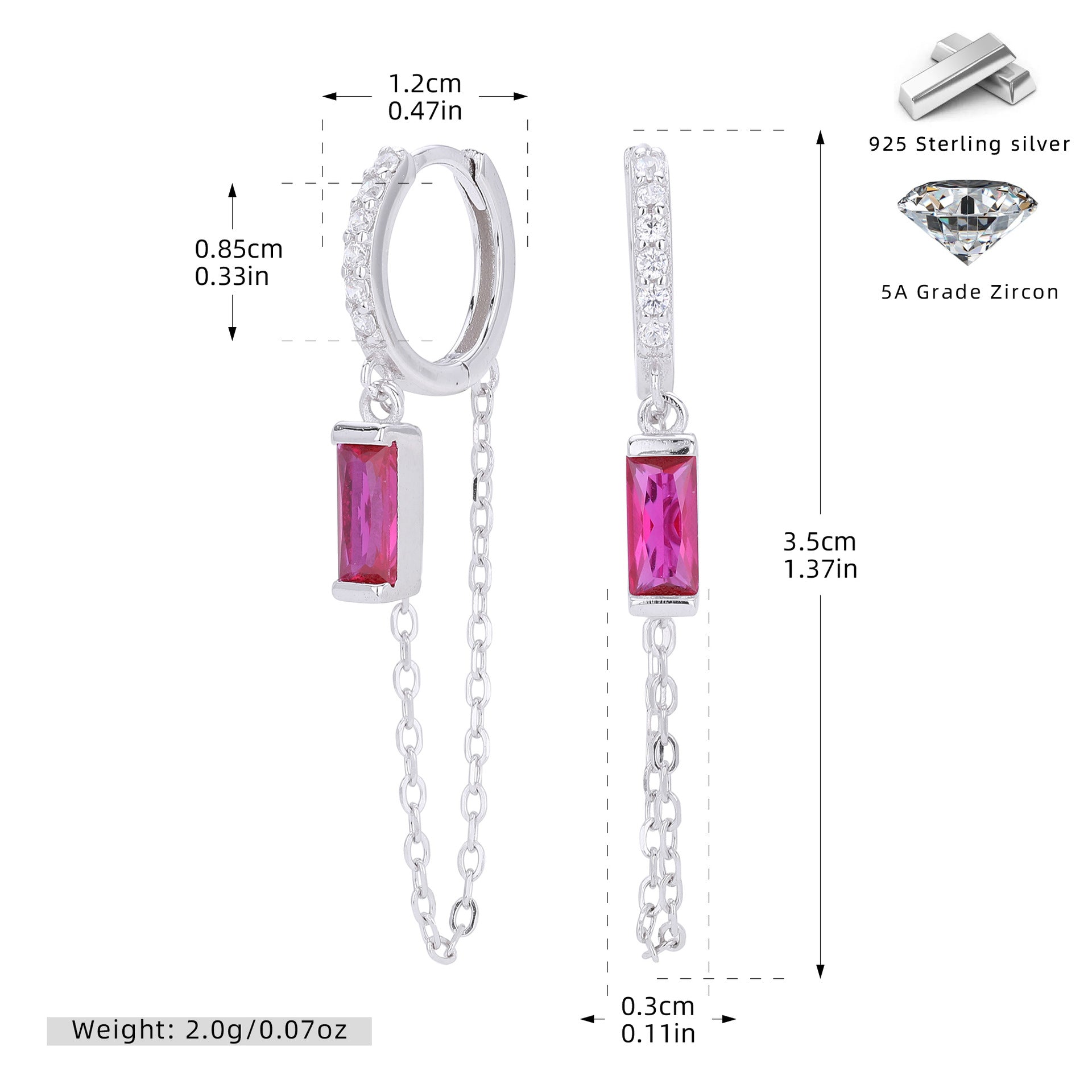 Damen Ohrhänger mit eleganten blauen Zirkonsteinen und feinen Kettendetails Shop Nory