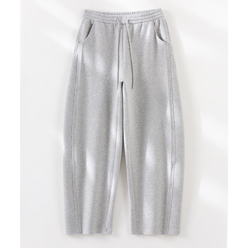 Damen Relaxed-Fleece-Hose mit hoher Taille, Tunnelzug und dekorativer Seitennaht Shop Nory